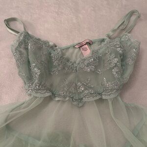 Victoria's Secret Light Green Sheer Lace Chemise